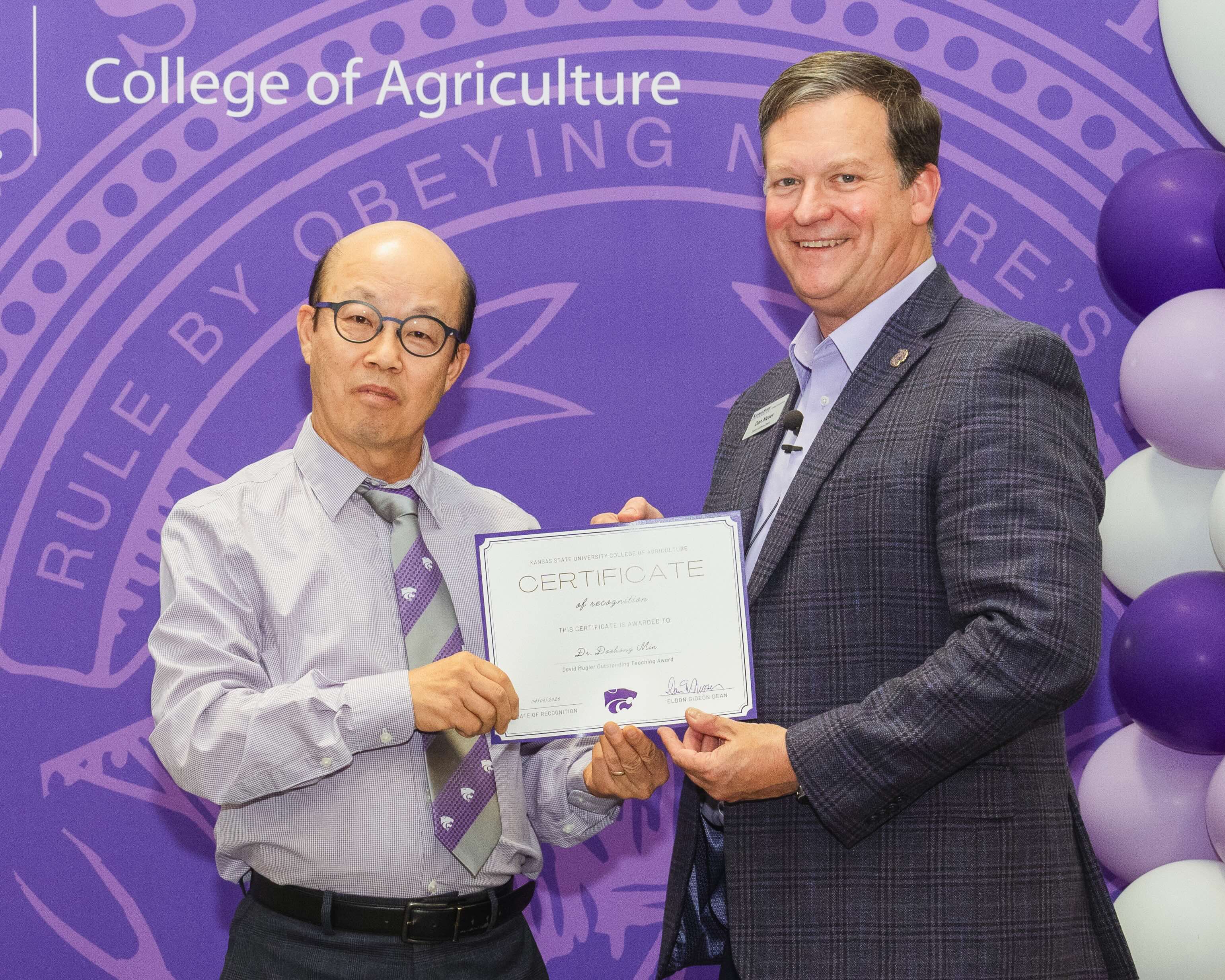 2026 David Mugler Outstanding Teaching Award- Dr. Doohong Min, Agronomy