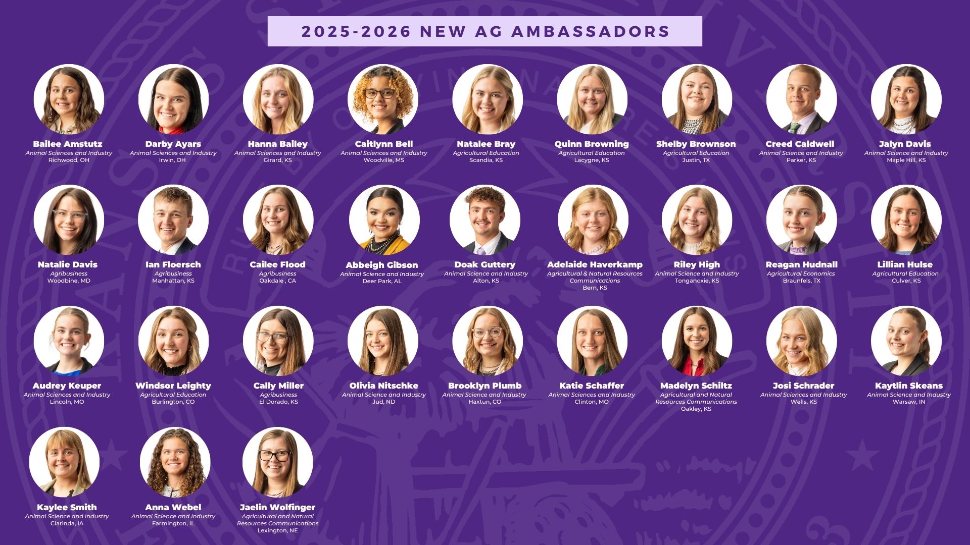 Headshots of Ag Ambassadors