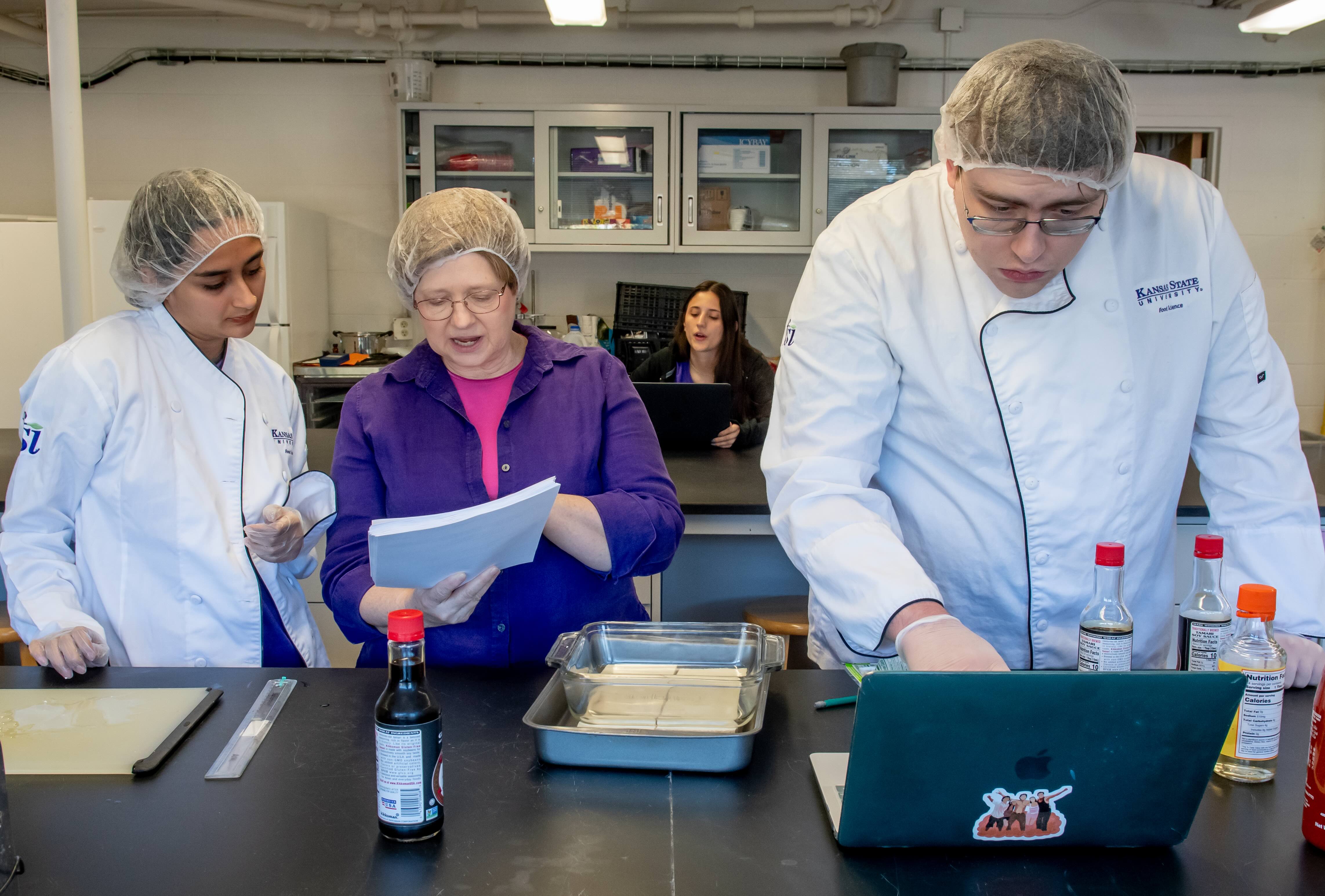 Students in a food science lab