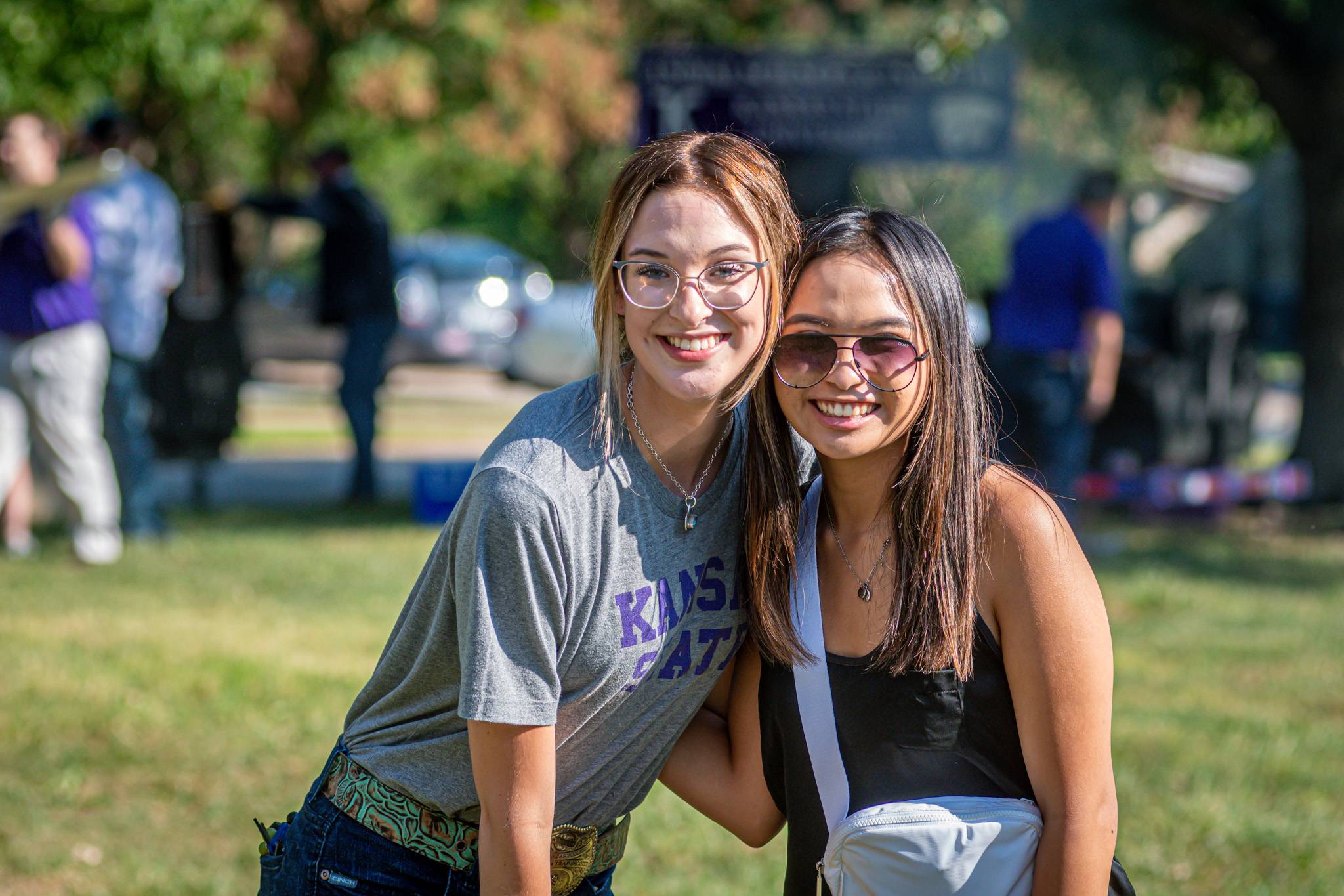 Two girls crouching