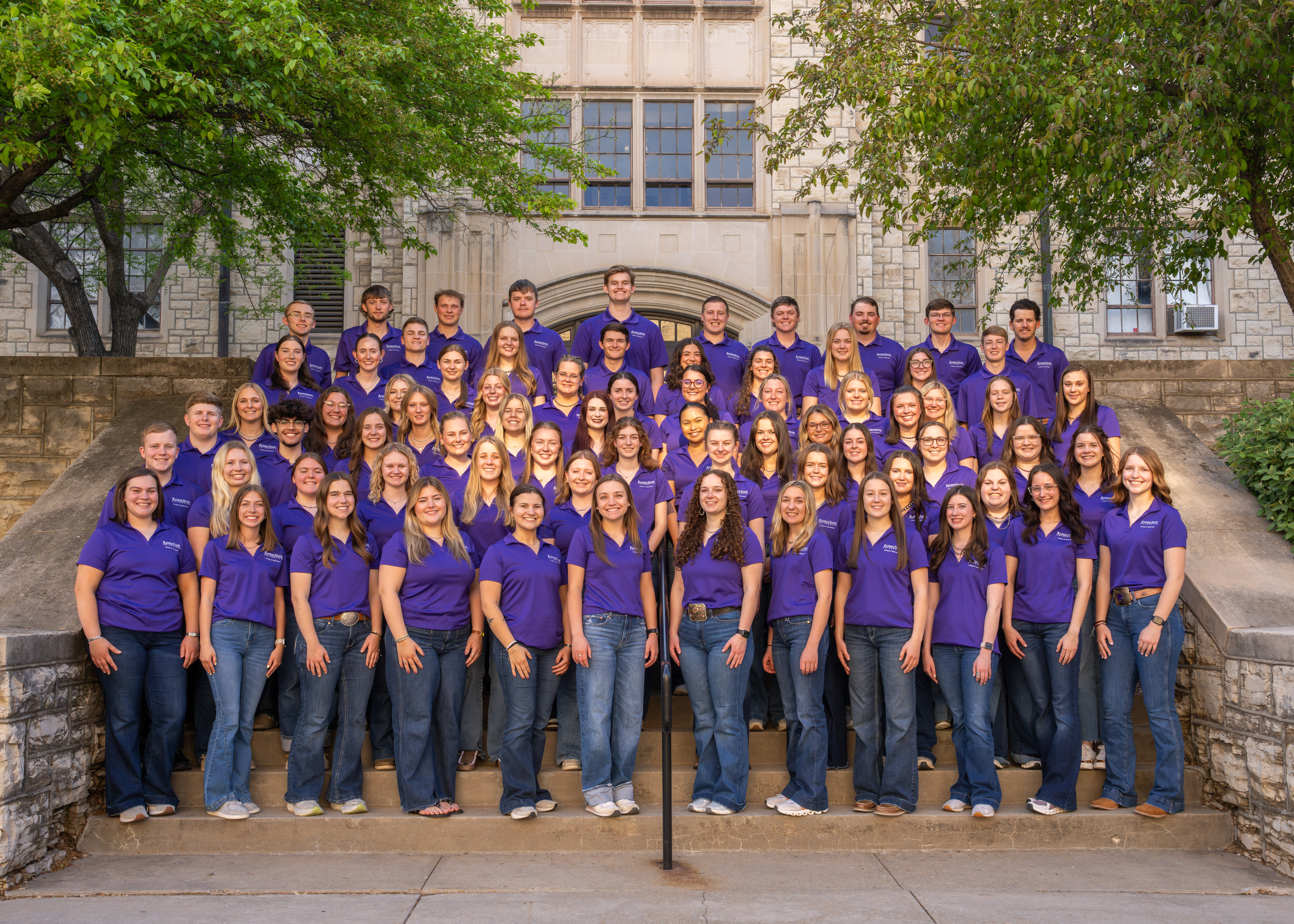 Picture of 2024 Agriculture Ambassadors, all wearing purple Ag Ambassador t-shirt