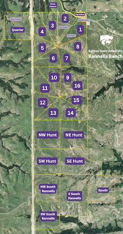 Ranch layout with labeled research sections.